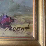 HSP painting "Bouquet of flowers" in vase signed Florent + frame