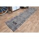 Vintage 1970s Geometric Turkish Oushak Handmade Brown Runner 82x354