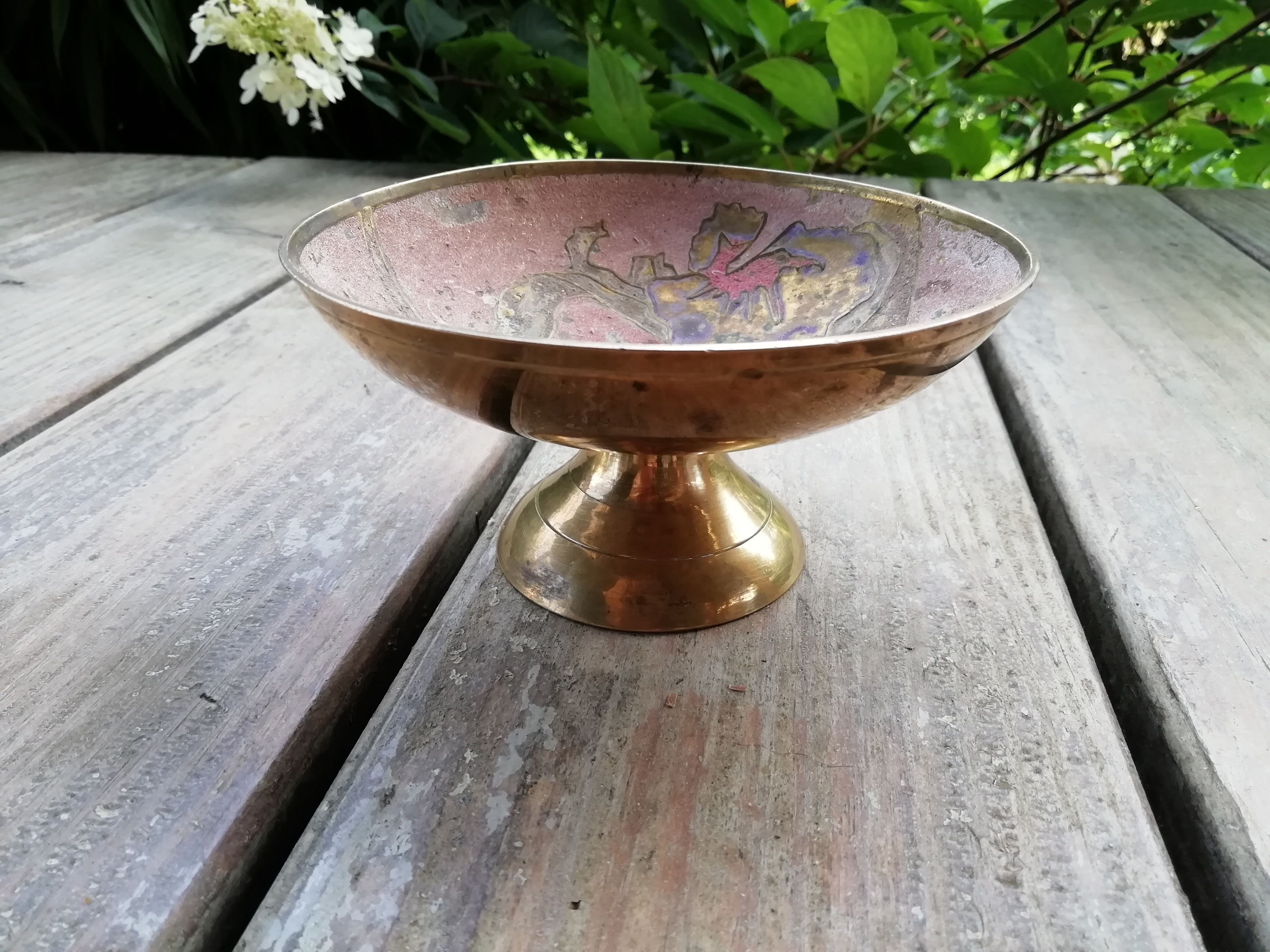 Partitioned brass cup