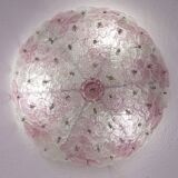 Set of Murano Ceiling Light and 2 Murano Wall Light Pink Flower by Seguso