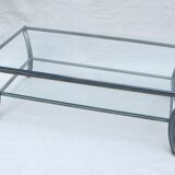 Vintage coffee table, metal and glass, Pierre Vandel