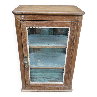 Antique Art Deco wall display case in Burmese teak