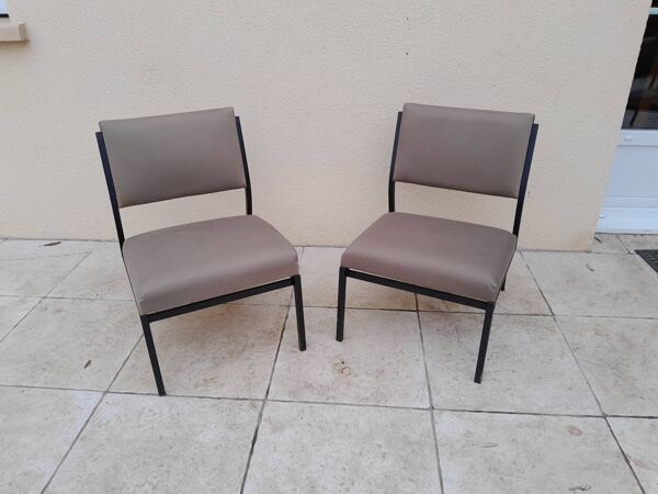 Paire de chauffeuses fauteuils vintage année 50 60