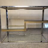 Showcase shelf 70s metal & smoked glass