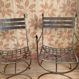 Wrought iron armchairs