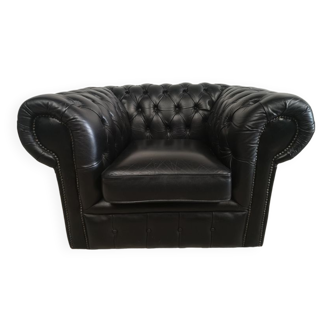 Fauteuil chesterfield cuir noir