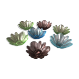 7 glass cups in the shape of flowers