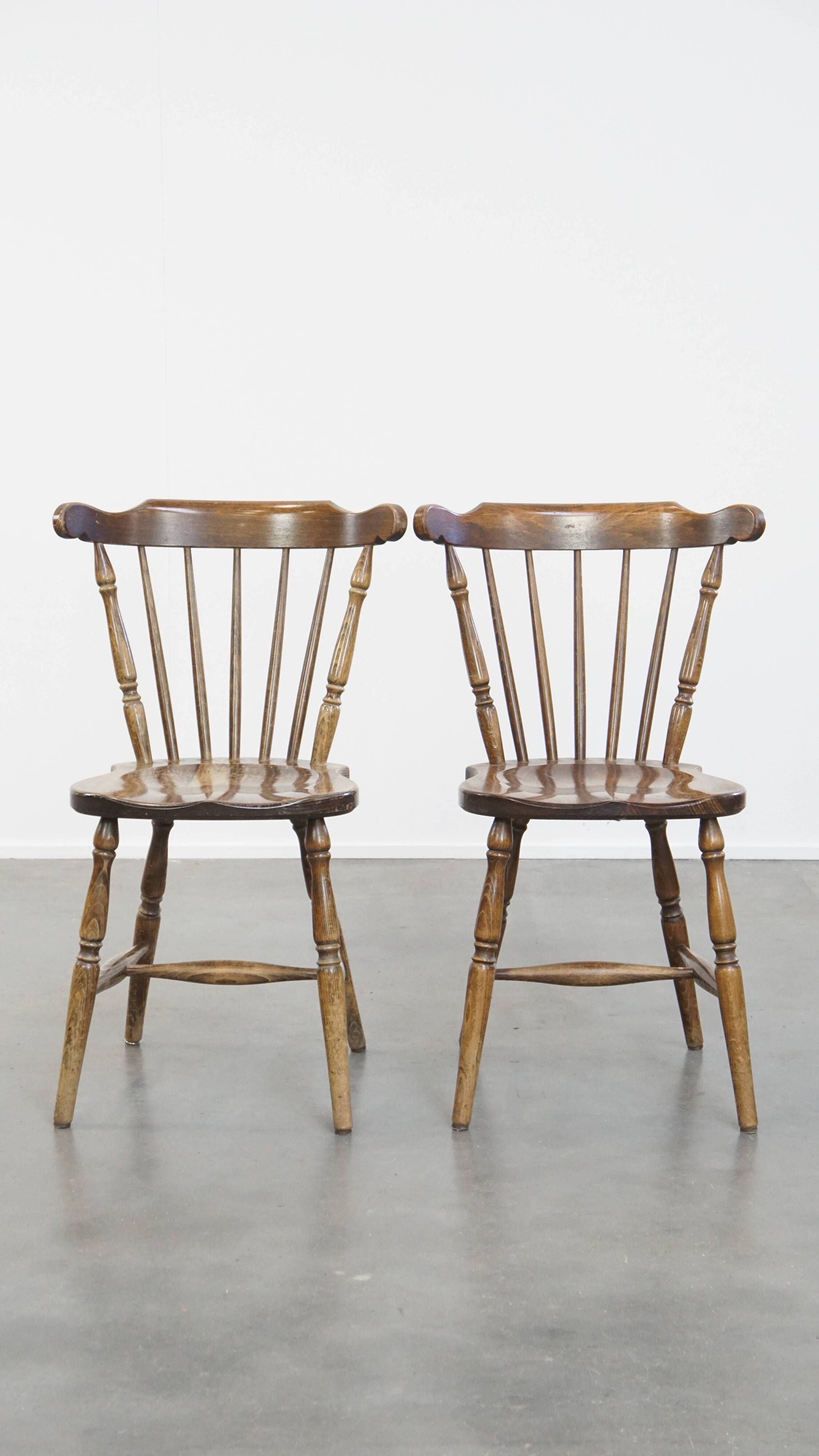 Set of 8 antique wooden spindle chairs