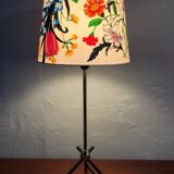 Mid-Century Modern Table Lamp in Brass with Vintage Gucci Shade