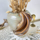 Vintage stoneware vase with draped effect glaze