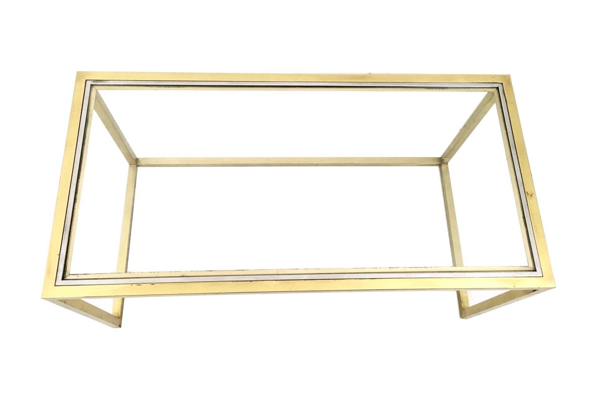 Set of Postmodern Brass, Steel and Glass Nesting Tables by Romeo Rega, Italy