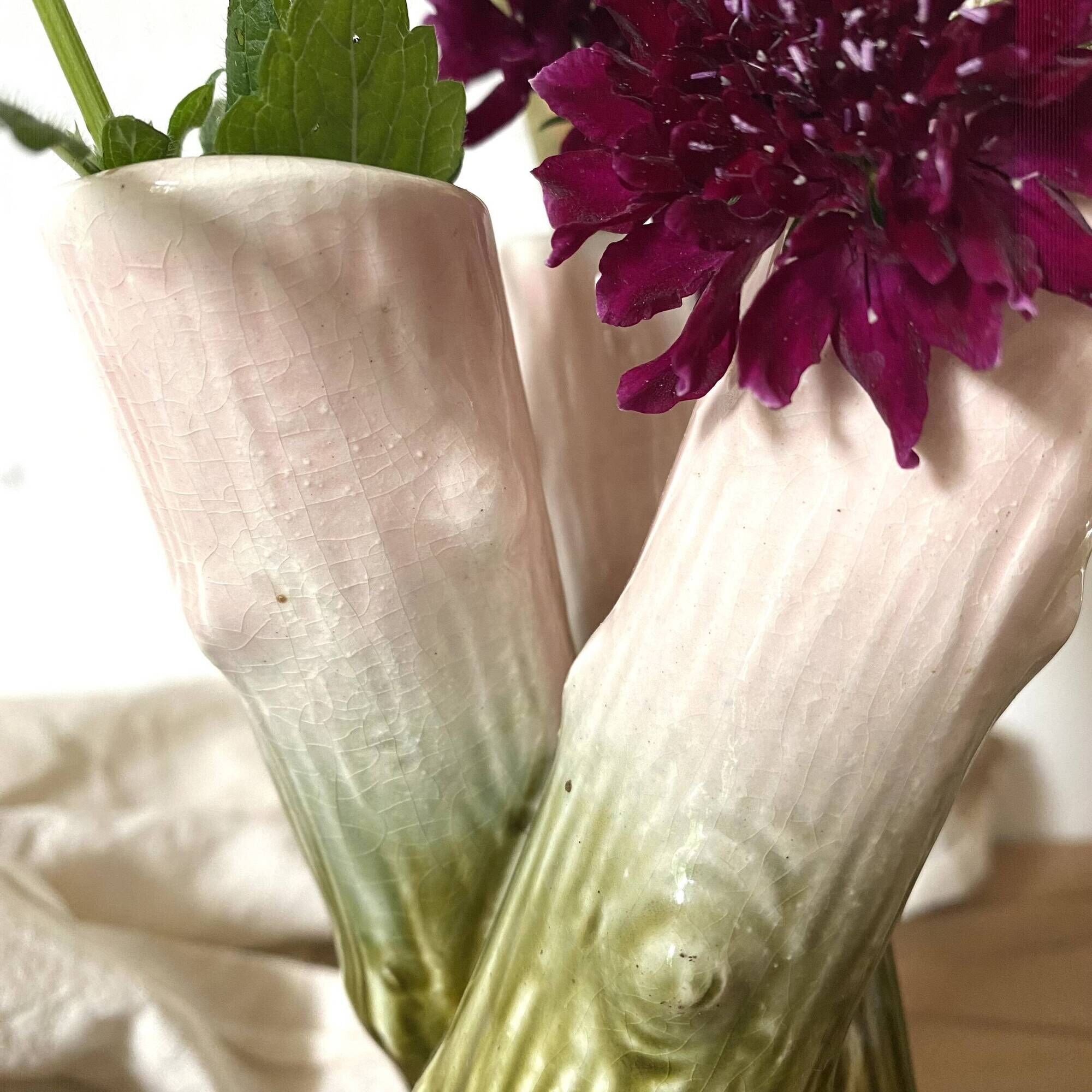 Pair of Art Nouveau branch slip vases