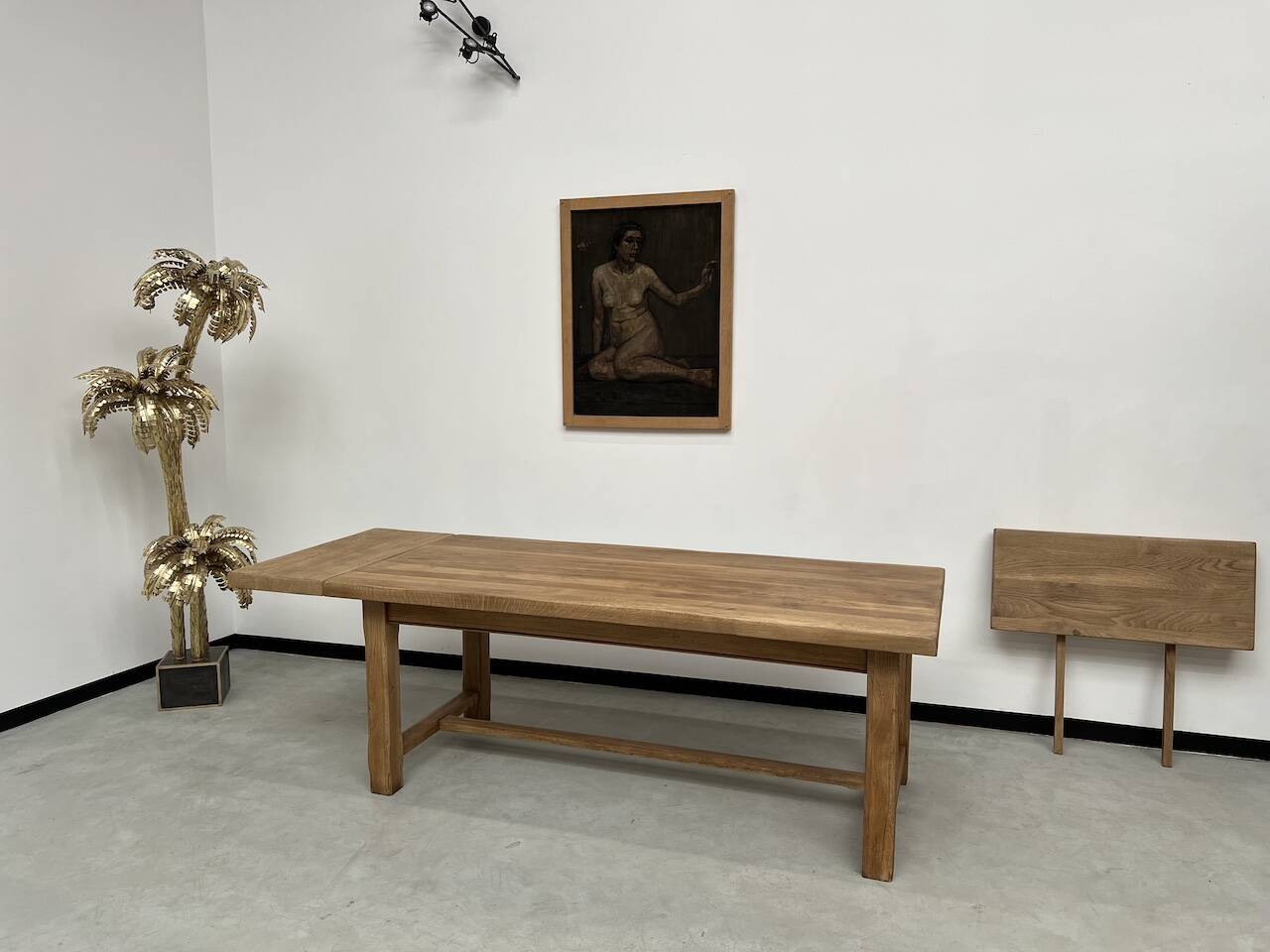 Large extendable solid oak farm table