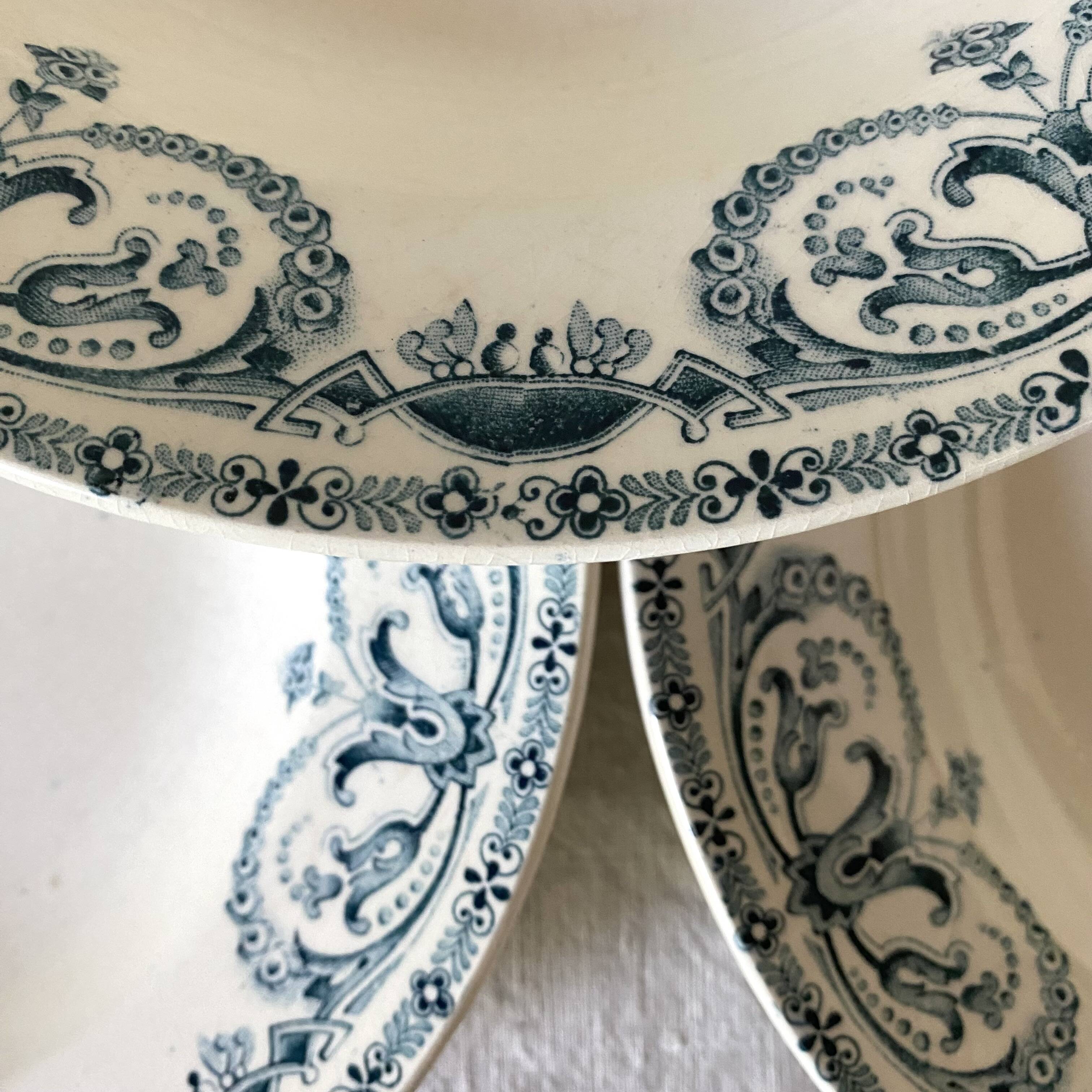 Antique Terre de Fer deep plates, early 20th century