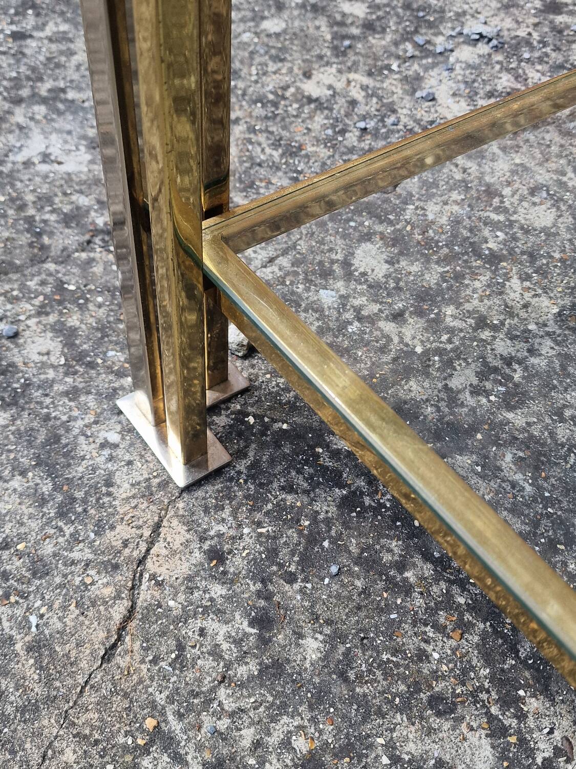 Vintage chrome and gold Hollywood regency coffee table