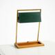 1960s Temde table lamp with a brass frame, teak base, and green lampshade