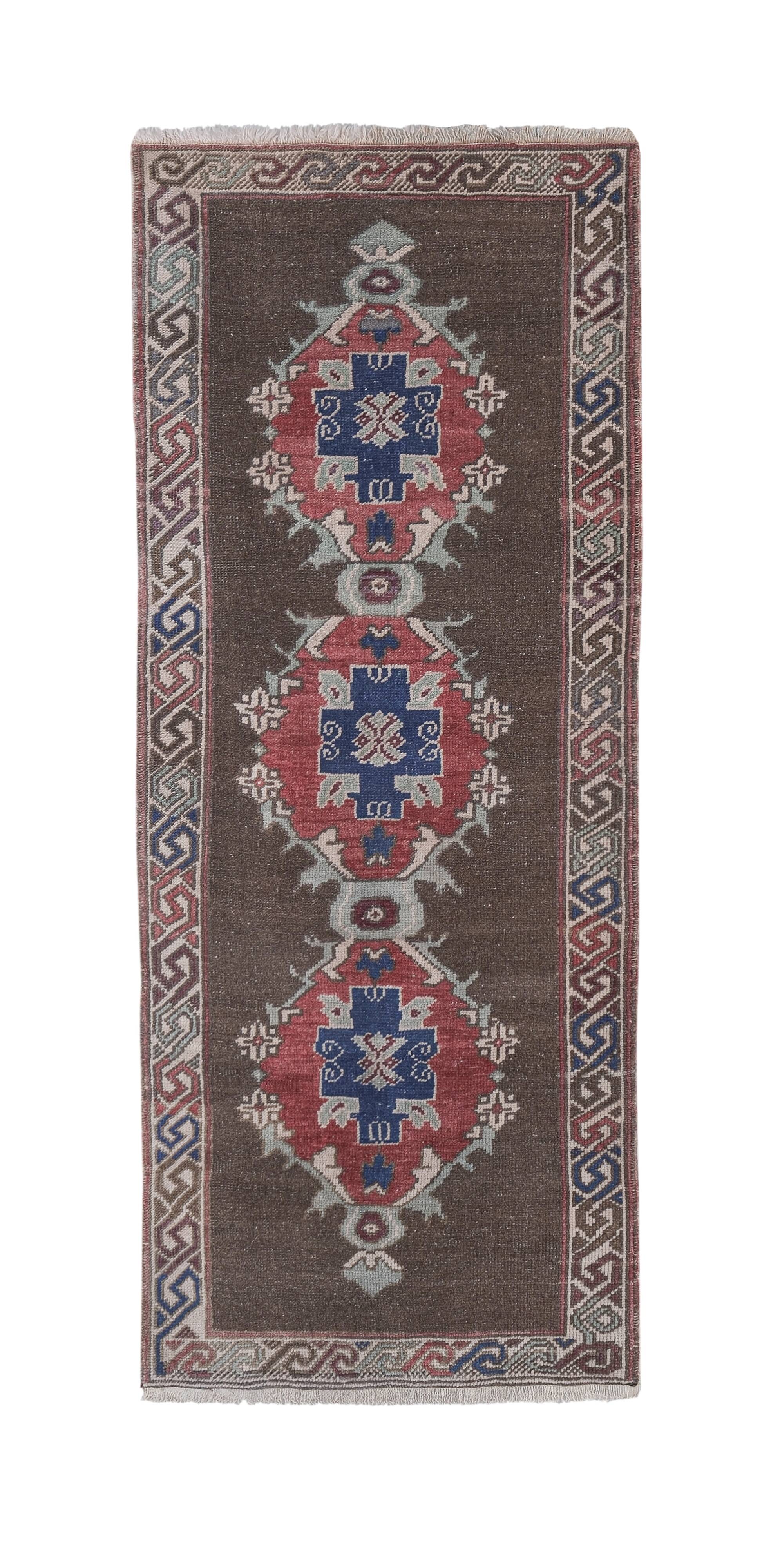 Vintage Turkish Oushak Rug Handwoven 84x220 cm