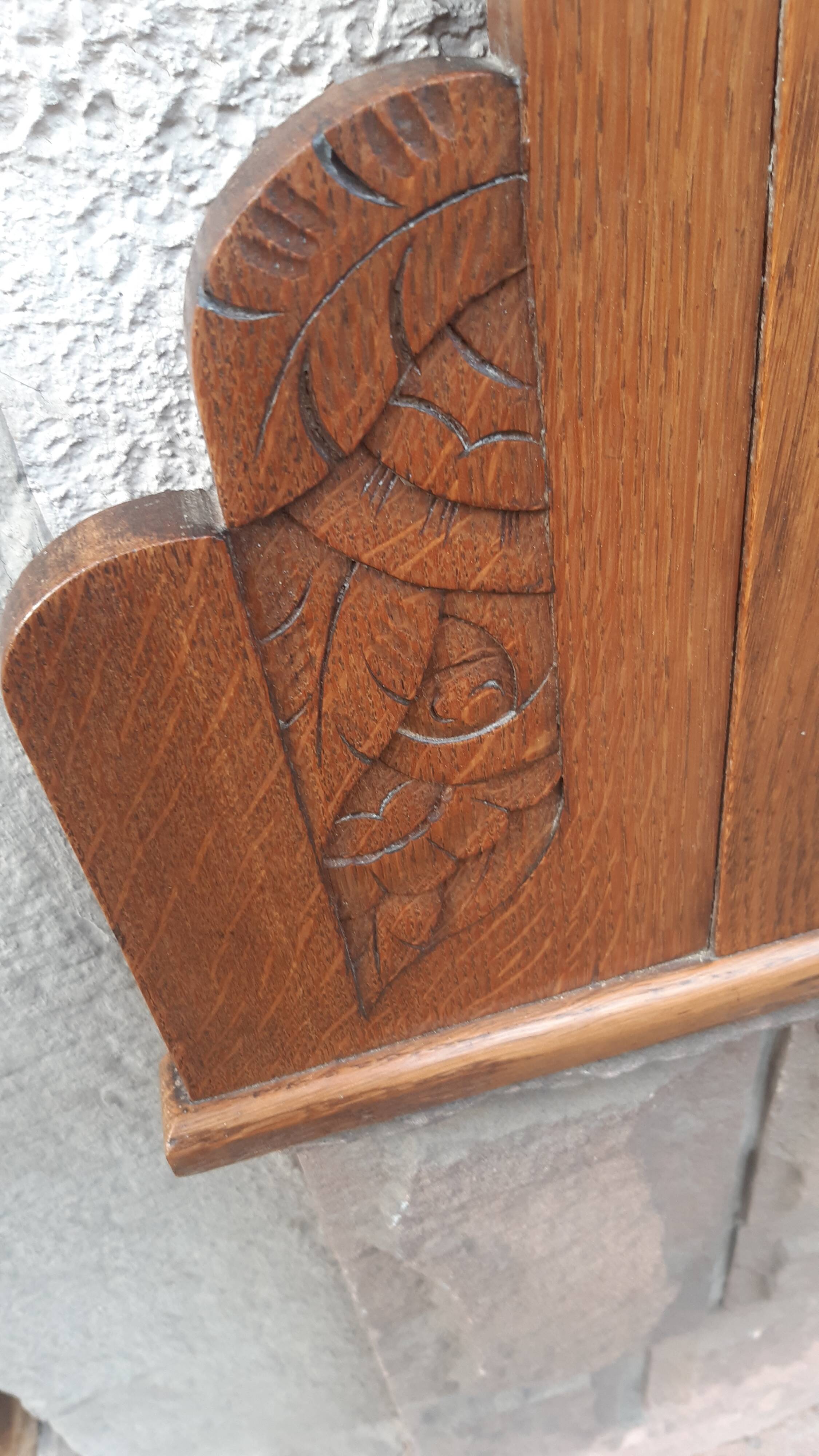 Art deco golden oak mirror