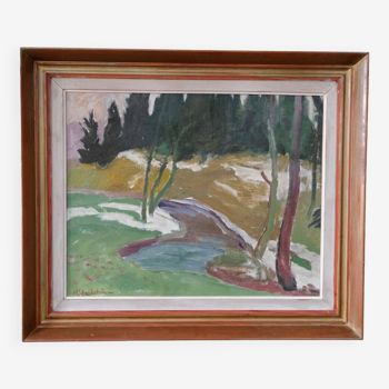 Hjalmar Lundström, Peinture à l’huile suédoise, années 1940, encadrée