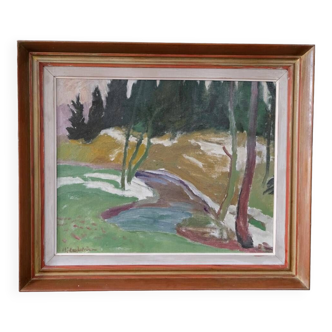 Hjalmar Lundström, Peinture à l’huile suédoise, années 1940, encadrée