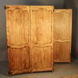 Large cherry wood folding screen with four double-sided panels.