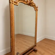 Large antique gilded fireplace mirror, Louis style