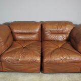 Cognac leather armchairs by BL Arredamenti, 1970s, set of 4