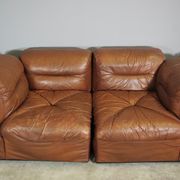 Cognac leather armchairs by BL Arredamenti, 1970s, set of 4