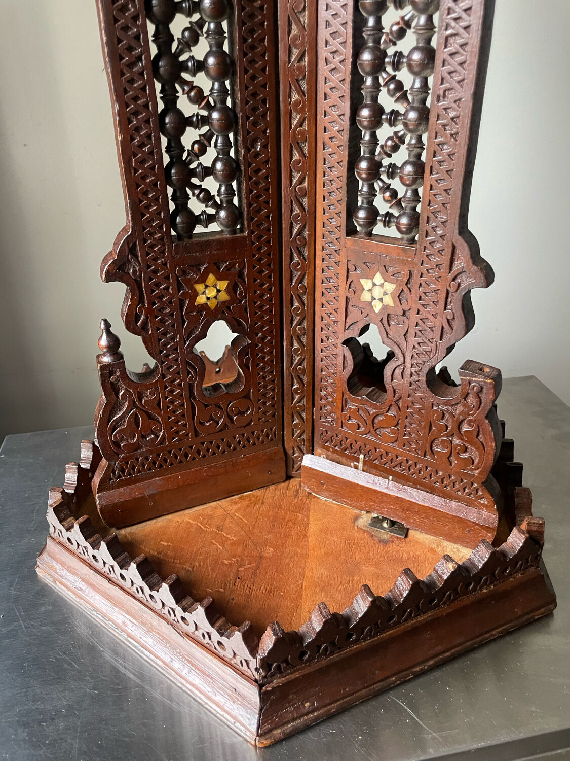 Antique Ottoman Turkish table with inlays and intricate carvings