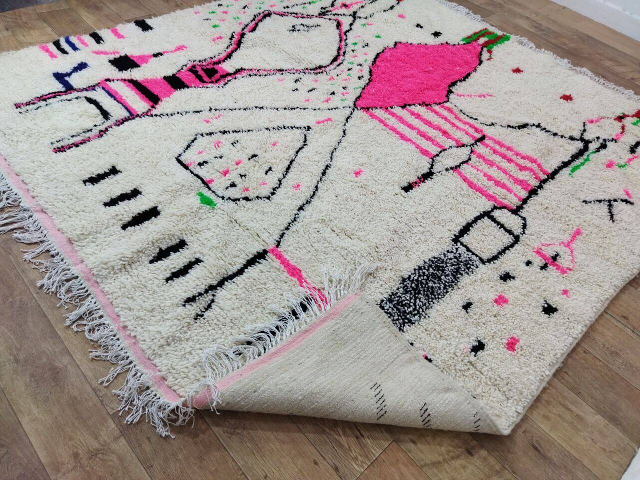 Handmade wool Berber rug 266 x 242 cm