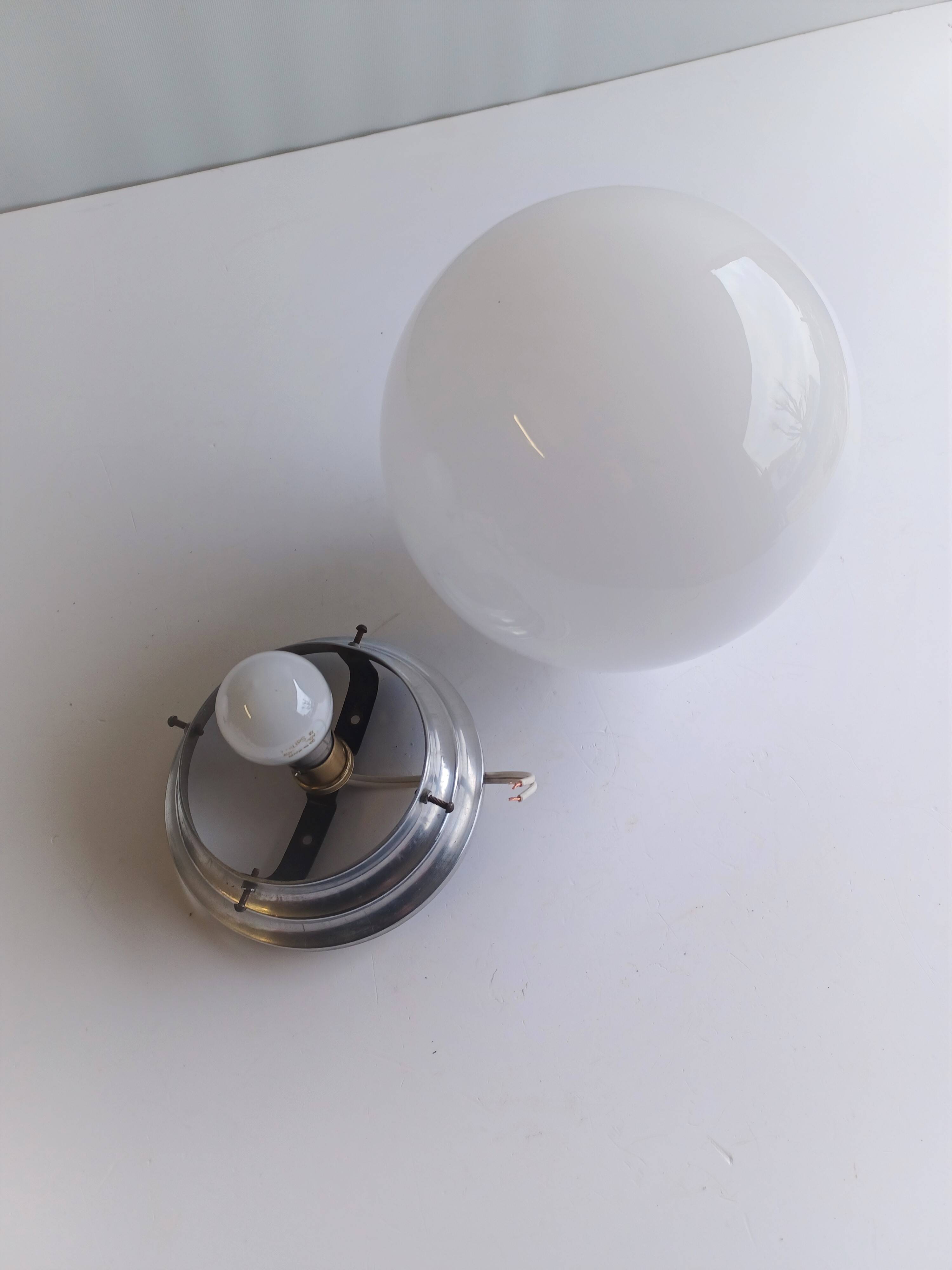 Opaline Globe Ceiling Light - Brasserie Type - 1950