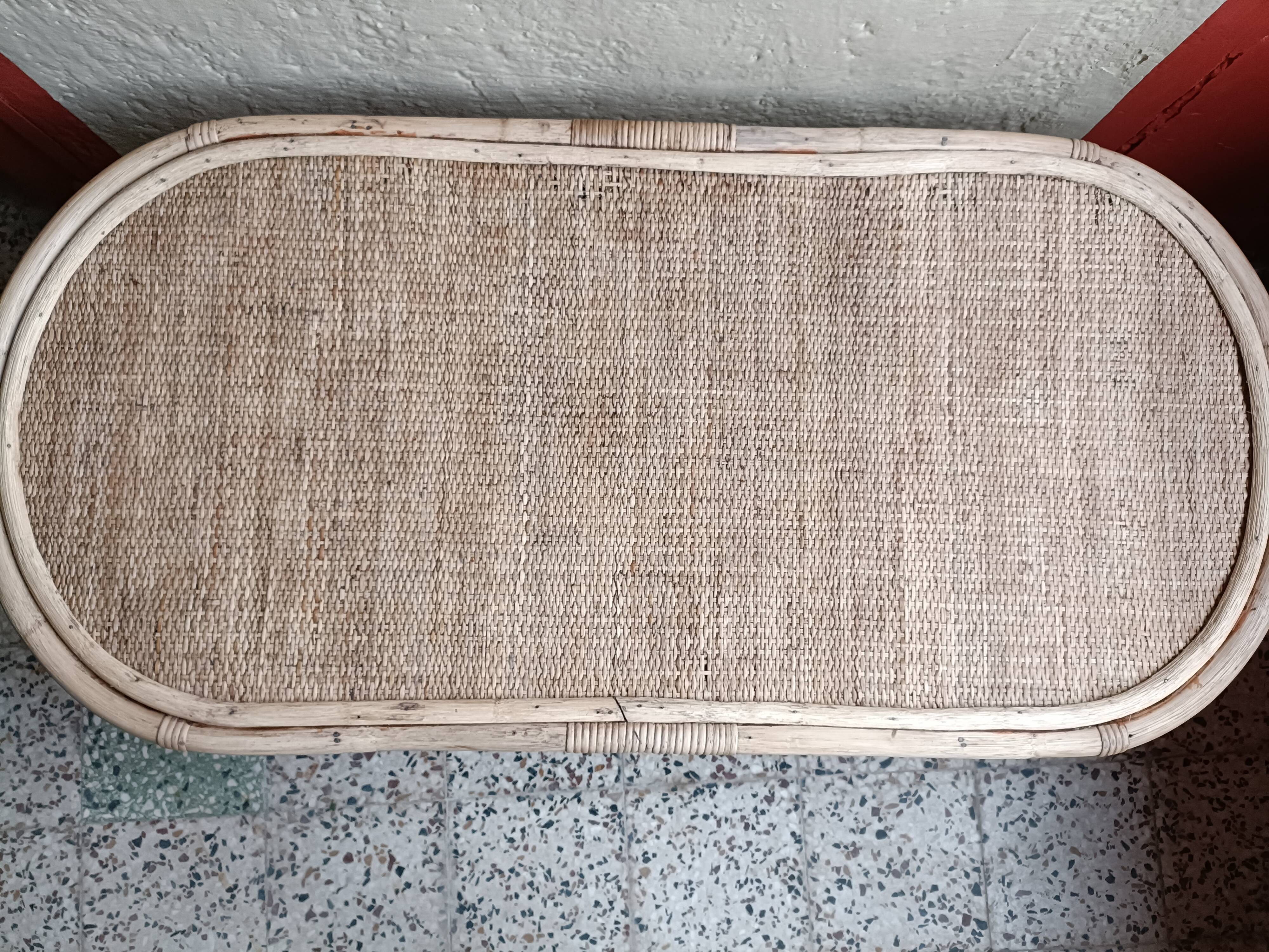 Refurbished rattan coffee table