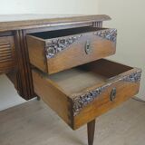Very large oak center desk from the Art Deco period circa 1930