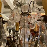 6-light chandelier with crystal pendants on bronze frame, Louis XV style