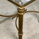Vintage 80'S trundle table in patinated gilded wrought iron top beveled glass