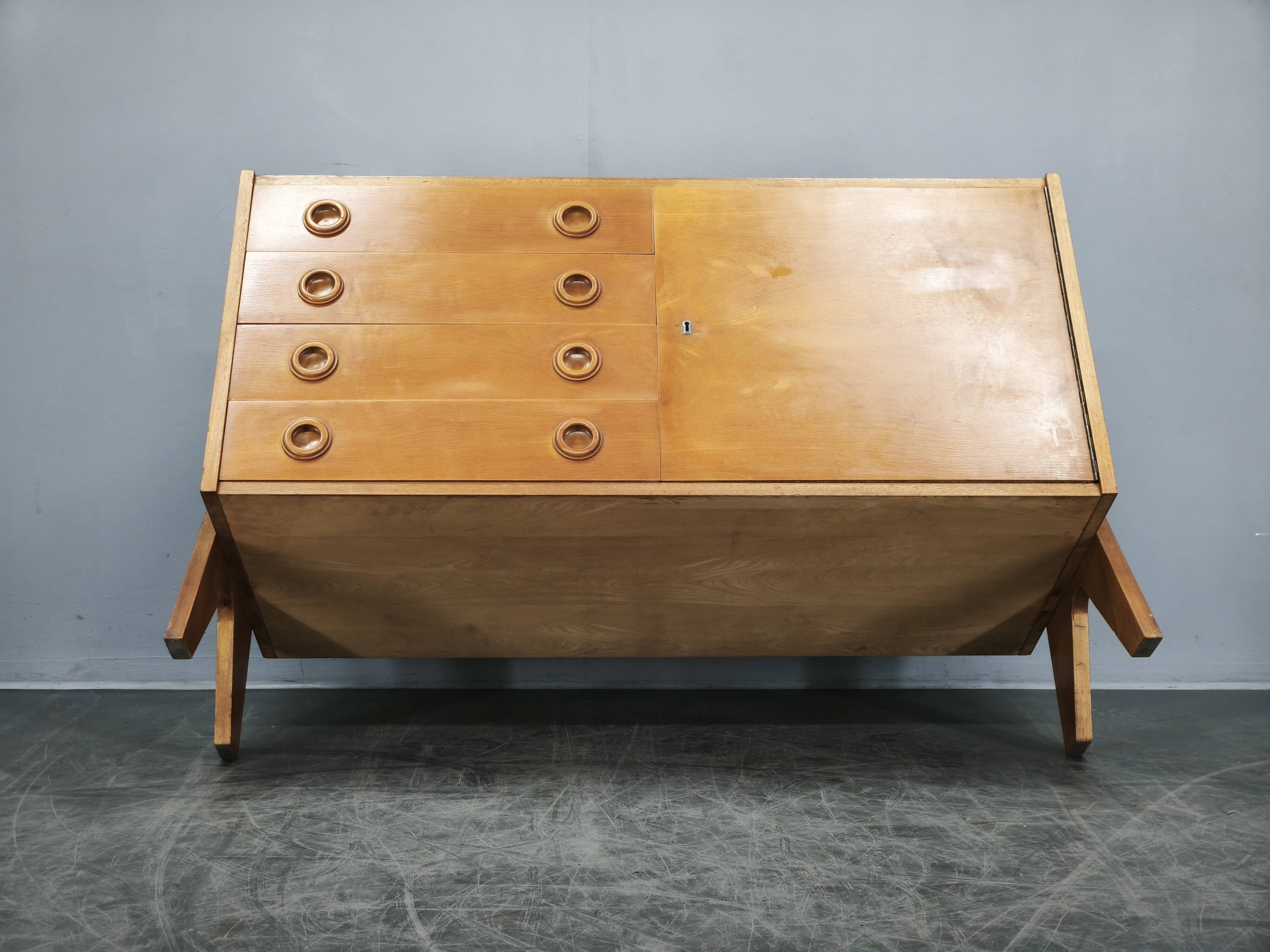 1960s Czechoslovak Maple Sideboard with Drawers and Cabinet
