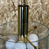 60s 70s Chandelier Huge Chandelier Pendant Lamp Limburg Glass & Chrome Design