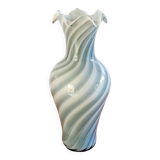 large vase in blue and white opaline Murano style 60s-70s