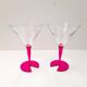 Pair of bright pink cocktail glasses from the 80s.