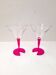 Pair of bright pink cocktail glasses from the 80s.