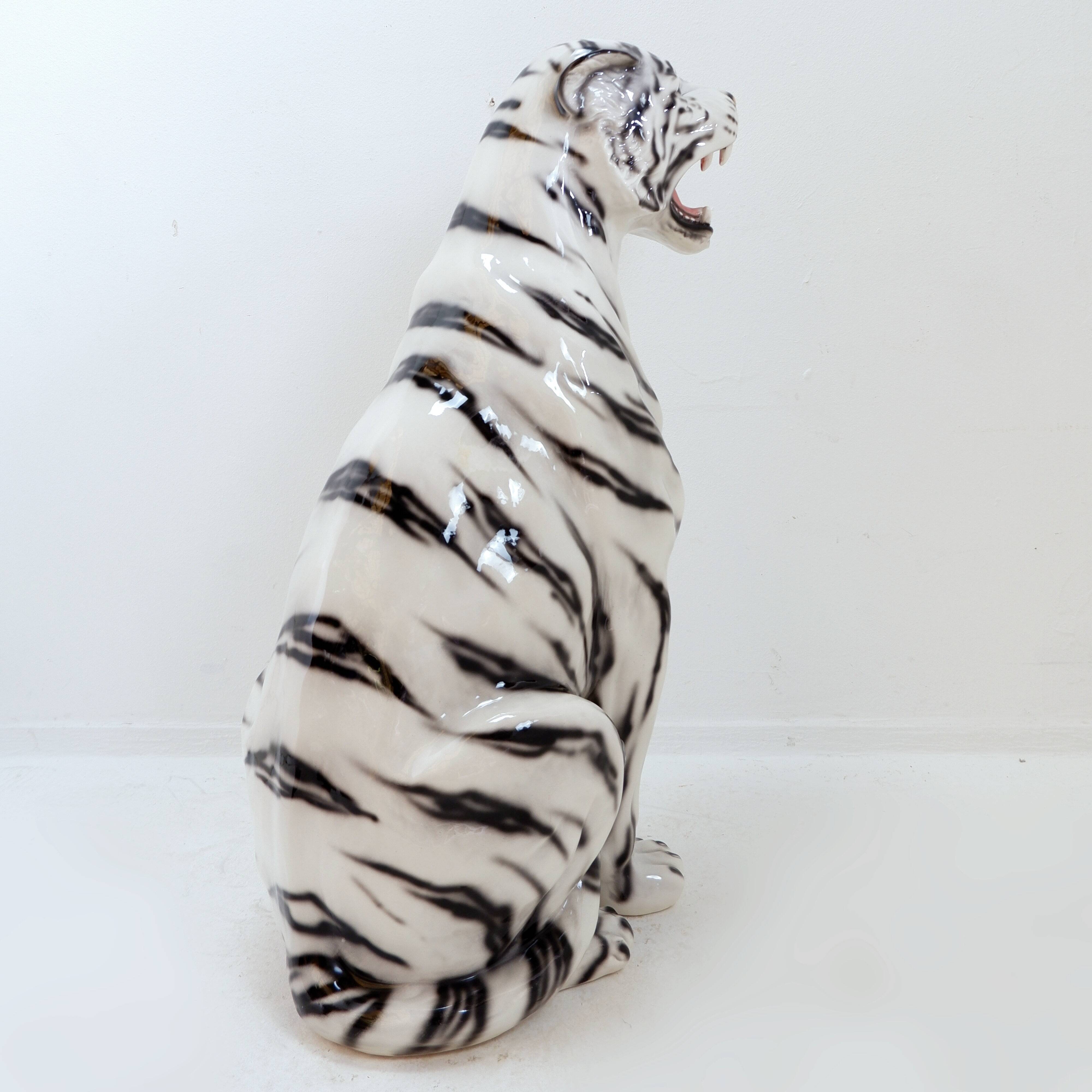 White ceramic tiger - Ceramiche Boxer, Italy
