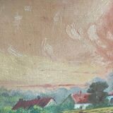 Oil on canvas peasant sunset