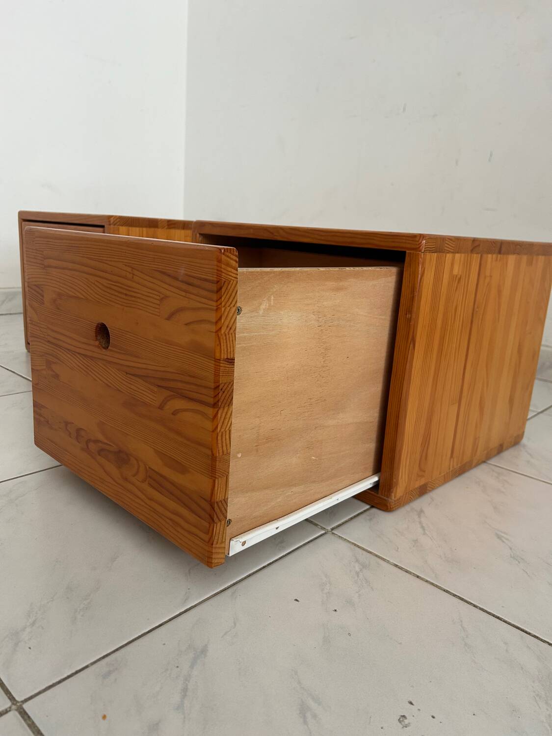 Vintage set of two small cabinets pinewood