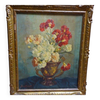 Large Neo-Classical Style Floral Still Life Oil Painting