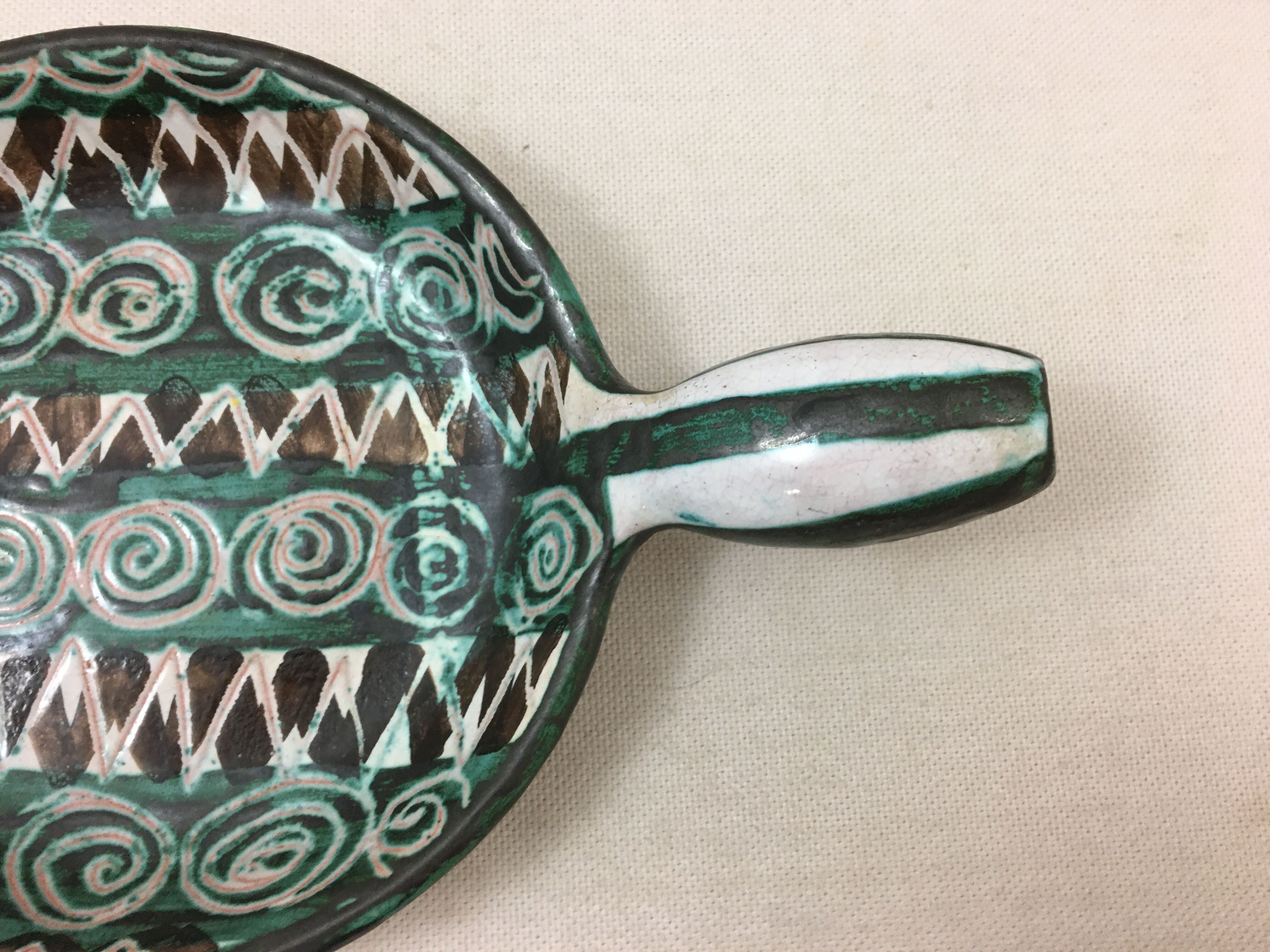 Pan caquelon ceramic Vallauris signed RP Robert Picault vintage year 70