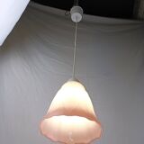 Mid-century white and pink glass suspension French vintage 1950