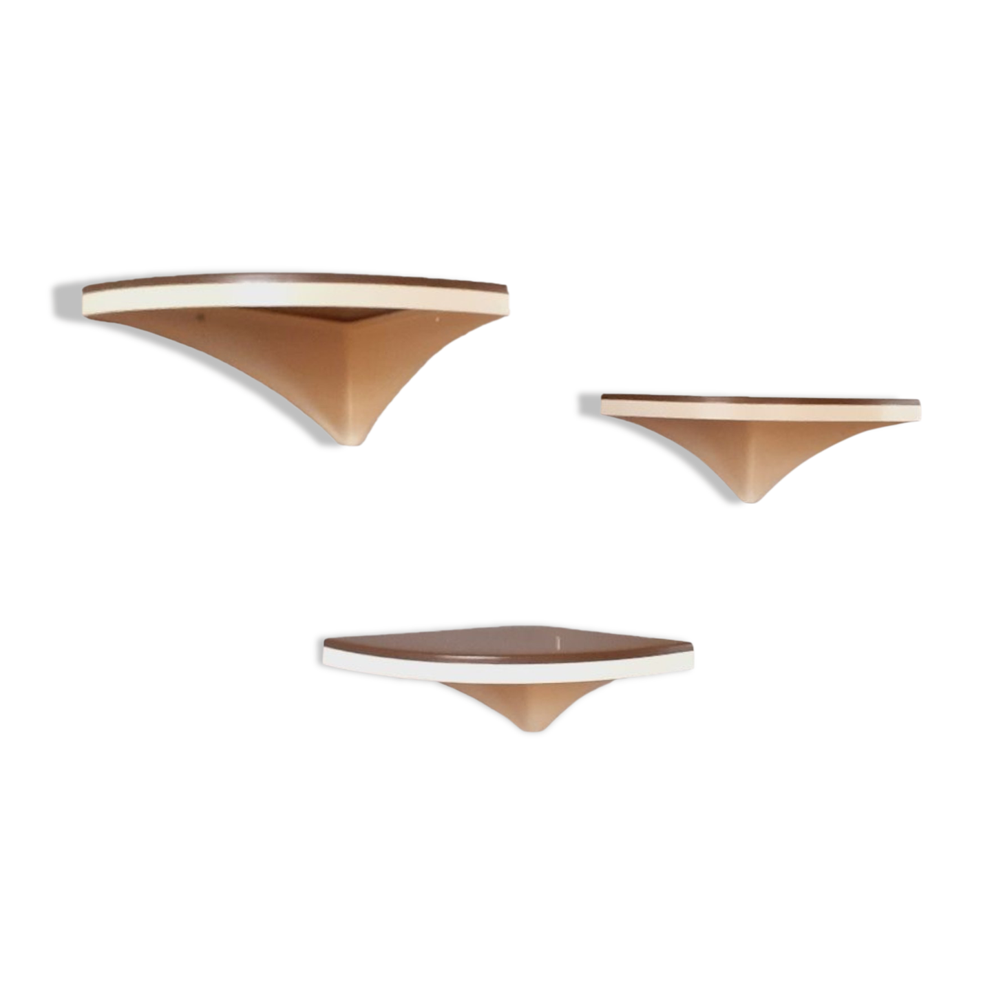 Three vintage corner shelves 70s