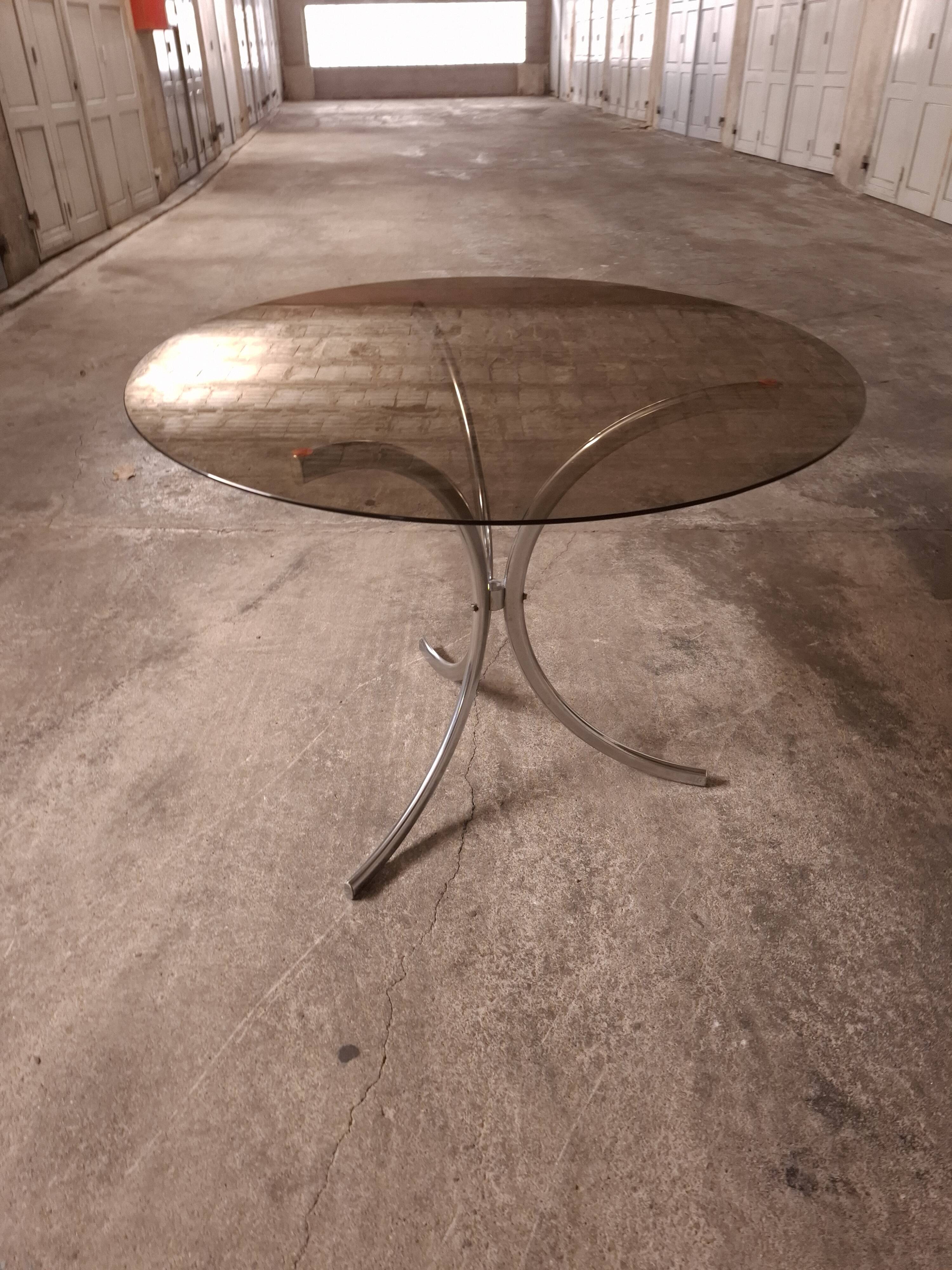 70's table Smoked glass, chrome legs