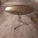 70's table Smoked glass, chrome legs