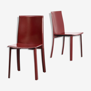 Postmodern Italian leather dining chairs